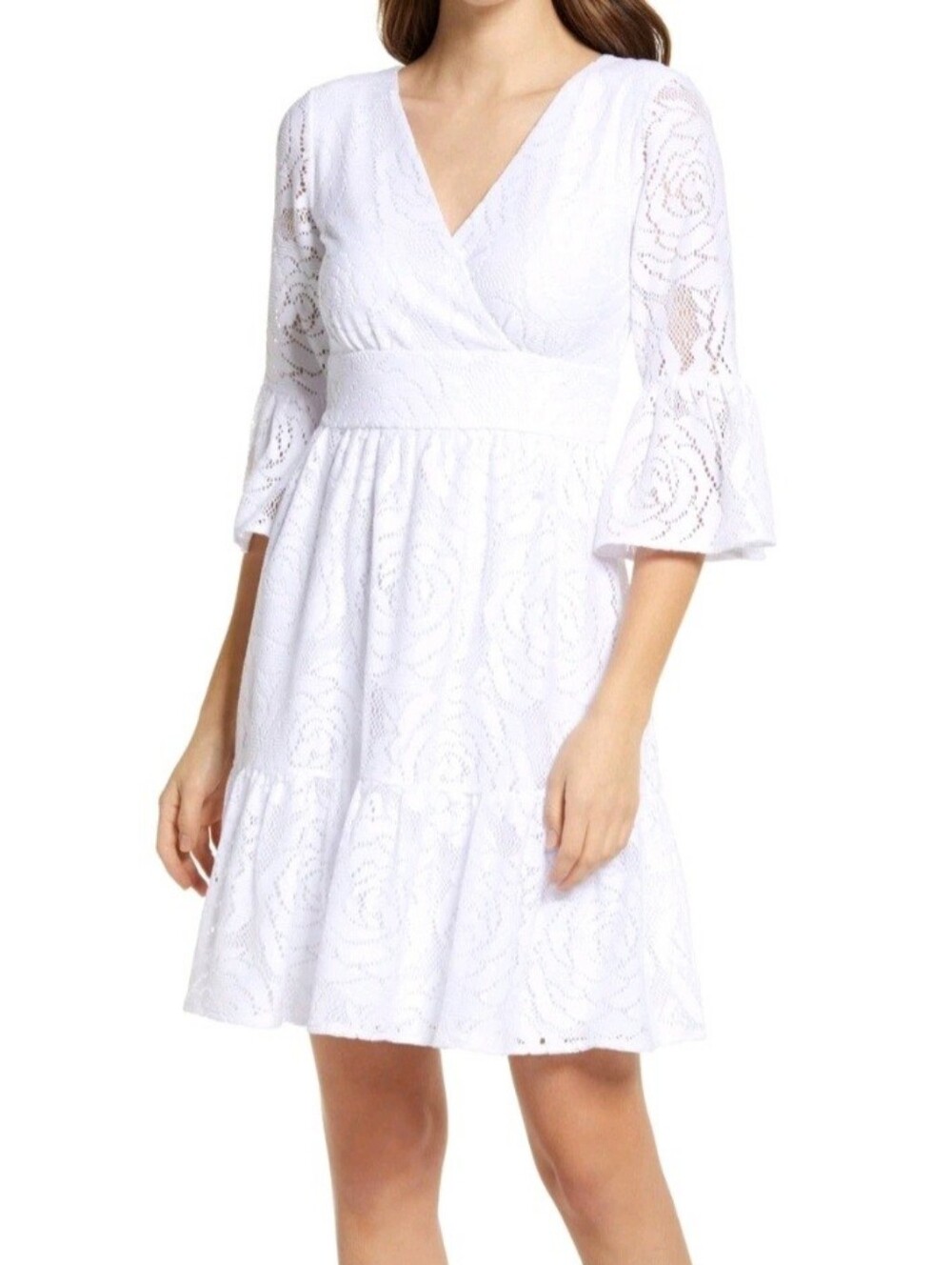 Lilly Pulitzer Cecelia Dress in Resort White Bungalow Blossom Lace Size 6